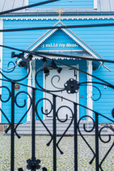 historic blue church in Werstok Podlasie Poland