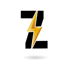 Z Thunder Bolt Logo Design Concept in Black and Yellow. Flash Logo.