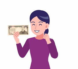 紫のシャツを着た女性