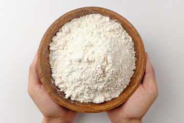 Flour on a white background