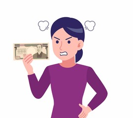 紫のシャツを着た女性