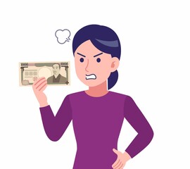 紫のシャツを着た女性