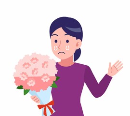 紫のシャツを着た女性