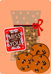 Beautiful gift chocolate chip cookie with the inscription