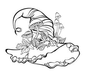 Witch hat with mushrooms