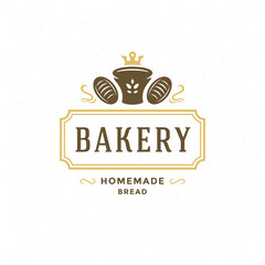 Obraz premium Bakery badge or label retro vector illustration. Bread or loaf silhouette for bakehouse.