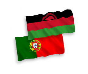 Flags of Portugal and Malawi on a white background
