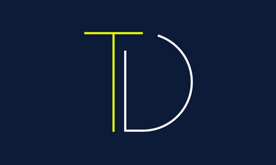 
DT/TD logo, DT/TD letter logo design with white, yellow and navy blue color, DT/TD Bustiness abstract vector logo monogram template.
