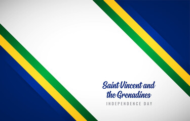 Happy Independence day of Saint Vincent and the Grenadines with Creative national country flag greeting background
