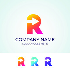 Modern abstract R Logo । r letter mark । arrow logo mark
