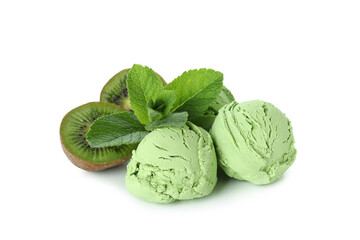 Mint ice cream isolated on white background