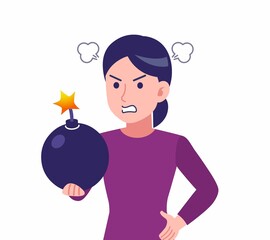 紫のシャツを着た女性