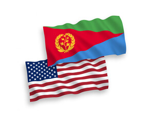 Flags of Eritrea and America on a white background