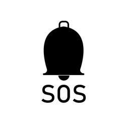 SOS Icon, warning bell, help illustration on white background