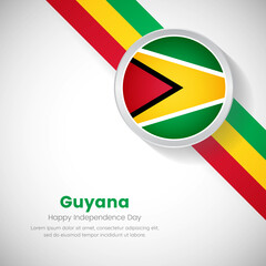 Creative Guyana national flag on circle. Independence day of Guyana country with classic background