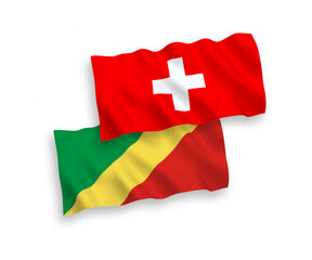 Flags of Republic of the Congo and Switzerland on a white background