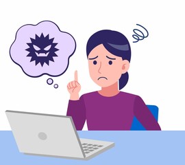 紫のシャツを着た女性