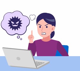 紫のシャツを着た女性