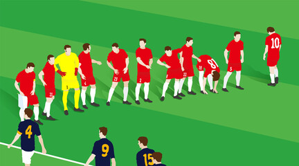 Soccer Alignment before the match. Vector