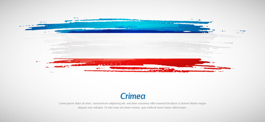 Artistic grungy watercolor brush flag of Crimea country. Happy independence day background