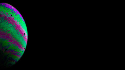 Planet lights. Globe planet earth in galaxy universe space with abstract sun on black background. Astronomical scientific concept.