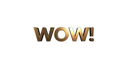 Word wow in 3d cartoon style. Design text element for game, branding. Flying and rotating object. Bright dynamic animation on simple background. - Powered by Adobe