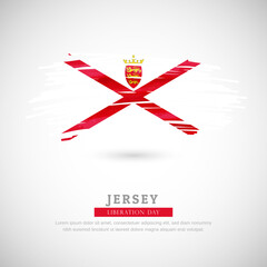 Brush flag of Jersey country. Happy liberation day of Jersey with grungy flag background