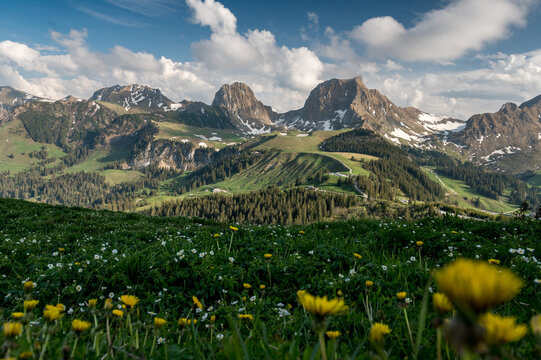 Gipfel des Gantrisch und N&uuml;neneflue im Fr&uuml;hling