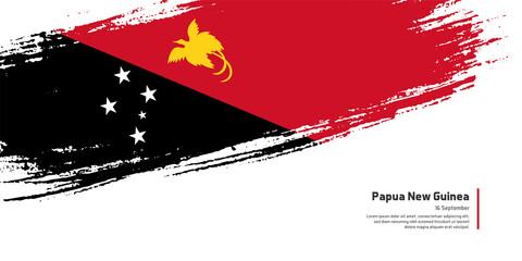 Creative hand drawing brush flag of Papua New Guinea country for special independence day