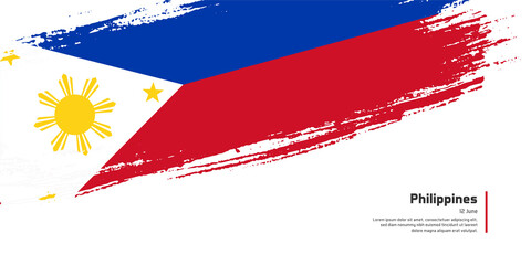 Creative hand drawing brush flag of Philippines country for special independence day