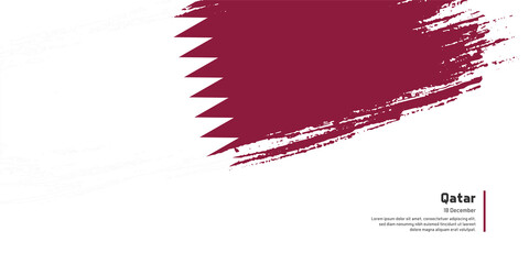 Creative hand drawing brush flag of Qatar country for special independence day