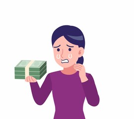 紫のシャツを着た女性