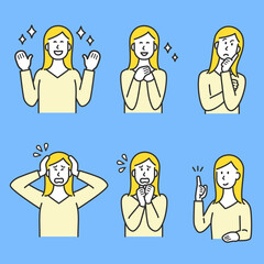 女性 喜怒哀楽 ポージングセット02_1C
Female emotions posing set02_1C