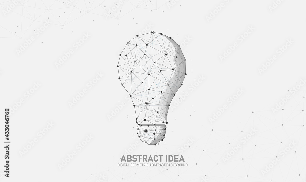 Wall mural vector incandescent bulbs with geometric lines it's a business idea. low poly outline and dots small