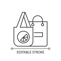 Branded bags linear icon. Specialy created clothes. Place where small items are transported. Thin line customizable illustration. Contour symbol. Vector isolated outline drawing. Editable stroke