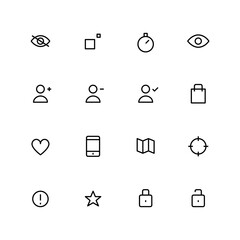 Ui icons set. Pixel perfect editable stroke