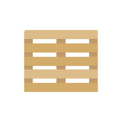 Wooden pallet icons. Cartoon wood pallet isolated on white. Top view, front and side view. Flat vector illustration.