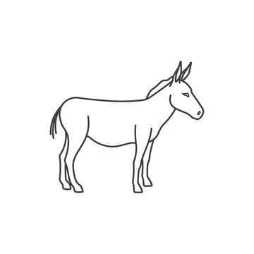 Donkey logo. Abstract drawing of cute animal of livestock. Vector illustration.