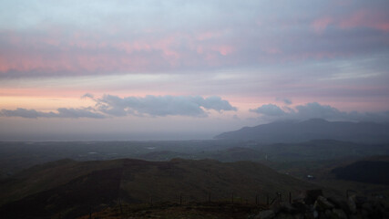 Hazy sky lit up by morning sun in Ireland