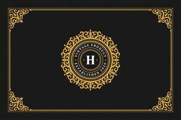 Luxury ornament vintage monogram logo letter template design vector illustration.
