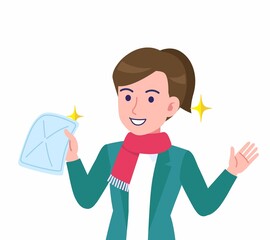 マフラーをした若い女性