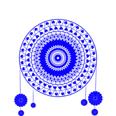 Blue mandala art with white background
