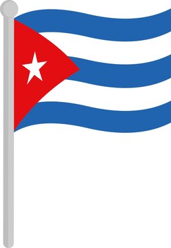 Vector illustration of the flag of Cuba with a pole