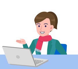 マフラーをした若い女性