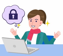 マフラーをした若い女性