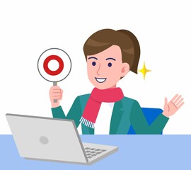 冬服を着た女性のイラスト