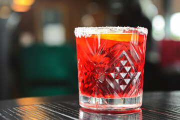 Alcohol cocktail collection Negroni. Traditional recipe of alcoholic beverage.