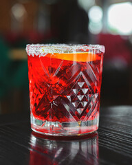 Alcohol cocktail collection Negroni. Traditional recipe of alcoholic beverage.
