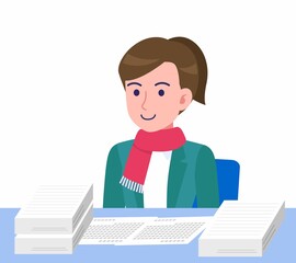 冬服を着た女性のイラスト