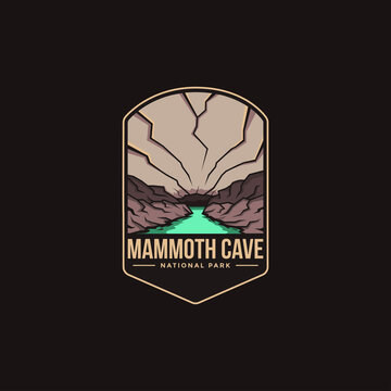 Emblem patch logo illustration of Mammoth Cave National Park on dark background